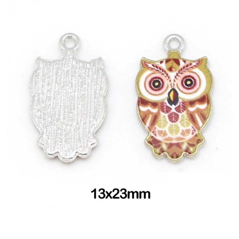 🔴 5 for $10 ONE Bright Owl Pendant Zinc Alloy Enamel - Picture 4 of 8